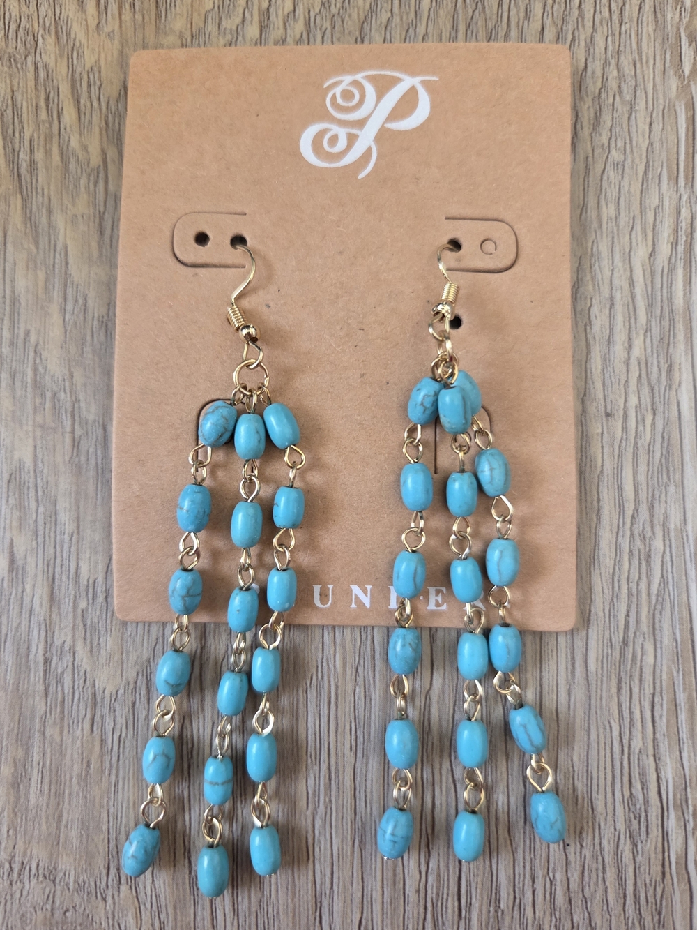 Plunder Turquoise Bead Cascade Dangle Earrings - Gold